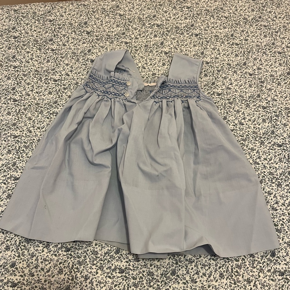 Vintage Blue Baby Dress with Embroidery